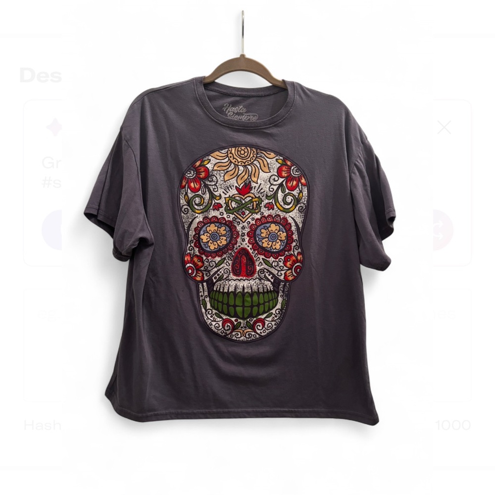 Hasta Siempre Gray Skelton Day of the Dead T-Shirt - M